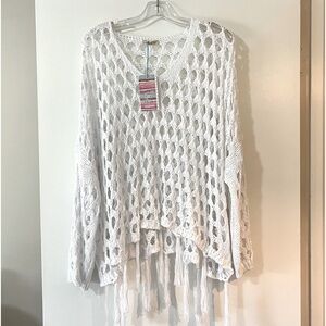 White Fishnet Sweater by Miss Mya in O/S - NWT